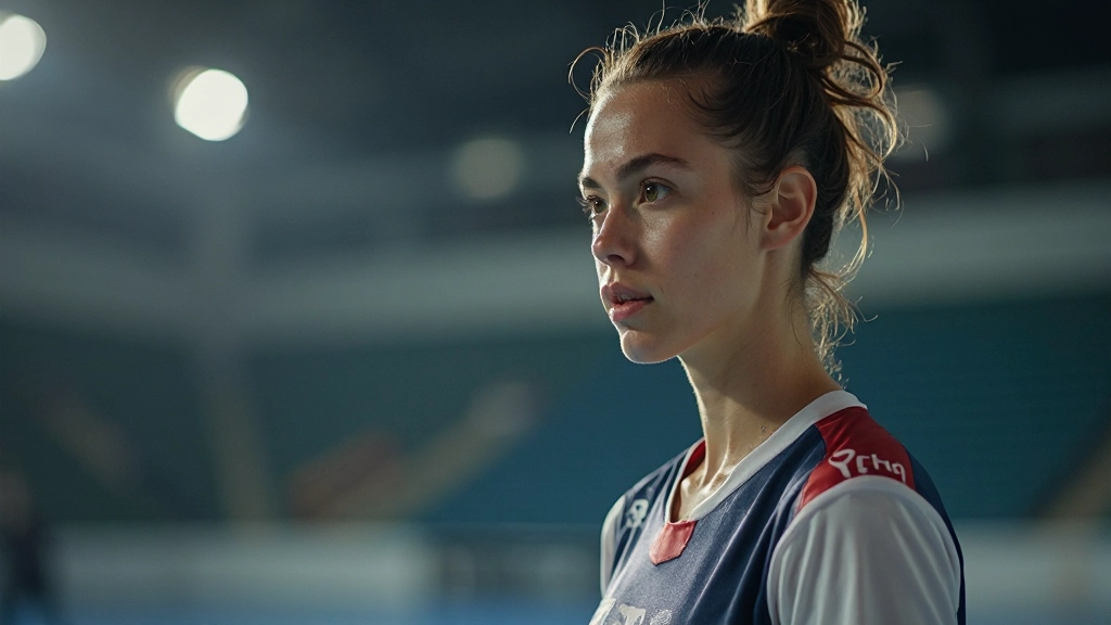 لاعب كرة يد يراقب حركات الحارس ويقرأ الدفاع قبل تنفيذ الرمية