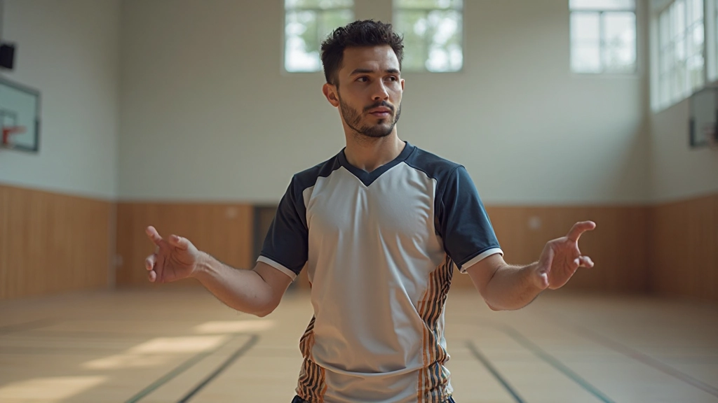 لاعب كرة يد يركز على تقنية التمرير الأساسية أثناء التدريب